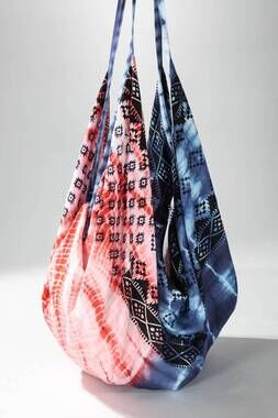 NEW URBANISTA women's hand block print cotton tote bag in american pie